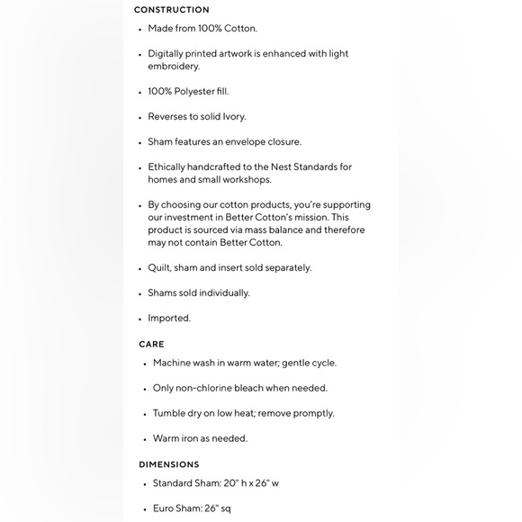 NEW Pottery Barn Penelope Handcrafted Quilted Sham, Euro Pillow BLUE Applique - Picture 10 of 10